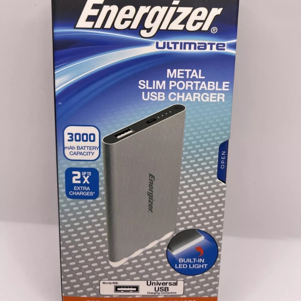New Energizer 3000mAh Wireless Metal Slim Portable Single USB Phone Charger